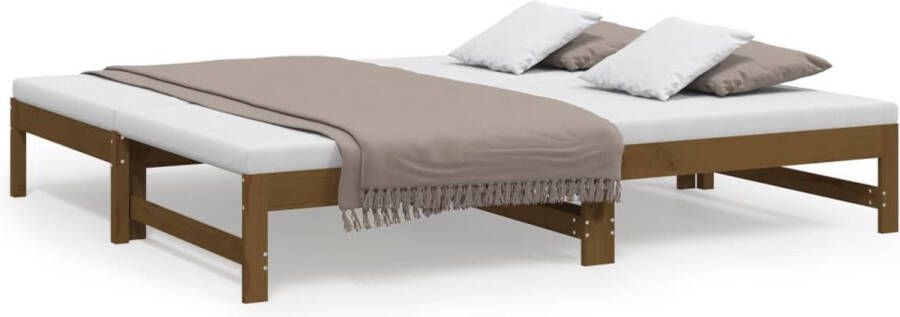 VidaXL -Slaapbank-uitschuifbaar-grenenhout-honingbruin-2x(90x190)-cm - Foto 8