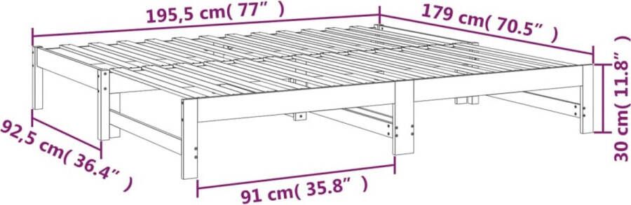 VidaXL -Slaapbank-uitschuifbaar-grenenhout-honingbruin-2x(90x190)-cm - Foto 6