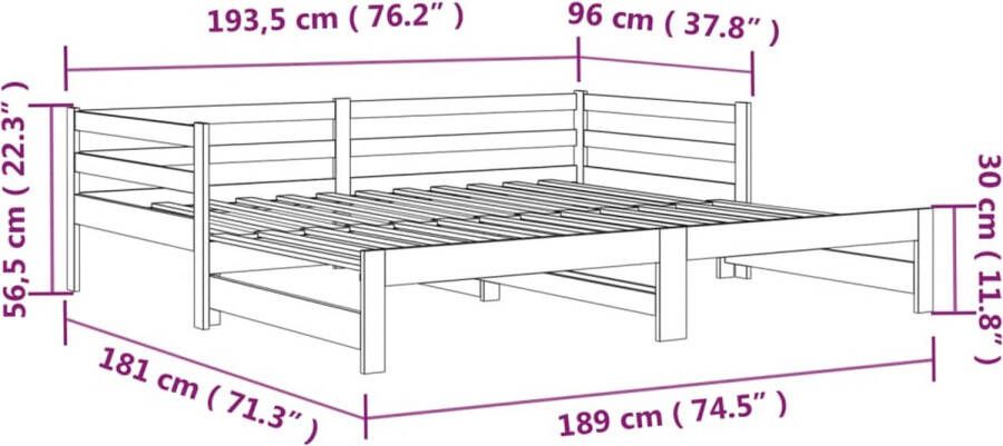 VidaXL -Slaapbank-uitschuifbaar-massief-grenenhout-2x(90x190)-cm