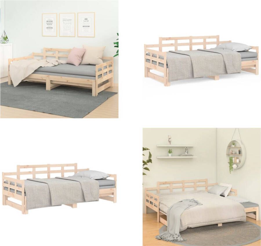 VidaXL Slaapbank uitschuifbaar massief grenenhout 2x(90x190) cm Slaapbank Slaapbanken Bedbank Bed