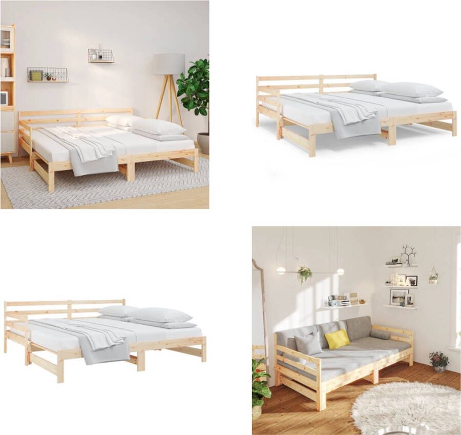 VidaXL Slaapbank uitschuifbaar massief grenenhout 2x(90x190) cm Slaapbank Slaapbanken Bedbank Bed Bank Slaap Bank