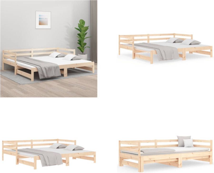 VidaXL Slaapbank uitschuifbaar massief grenenhout 2x(90x190) cm Slaapbank Slaapbanken Bedbank Bed Bank Slaap Bank