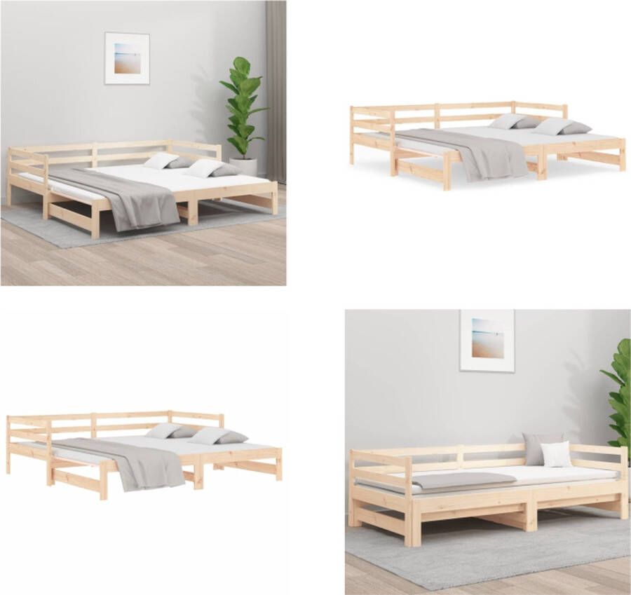 VidaXL Slaapbank uitschuifbaar massief grenenhout 2x(90x190) cm Slaapbank Slaapbanken Bedbank Bed Bank Slaap Bank