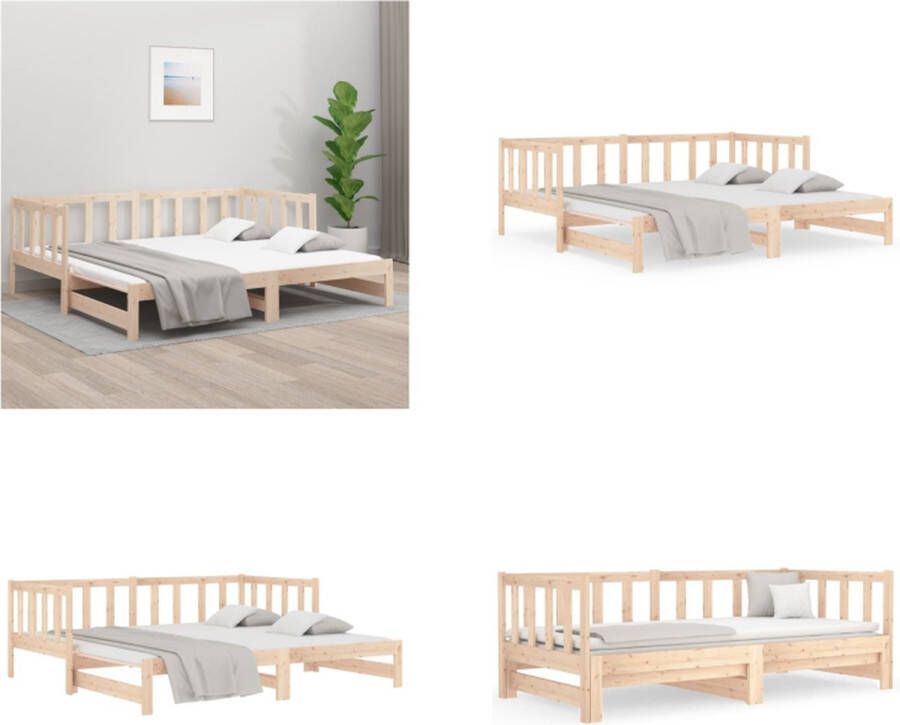 VidaXL Slaapbank uitschuifbaar massief grenenhout 2x(90x190) cm Slaapbank Slaapbanken Bedbank Bed Bank Slaap Bank