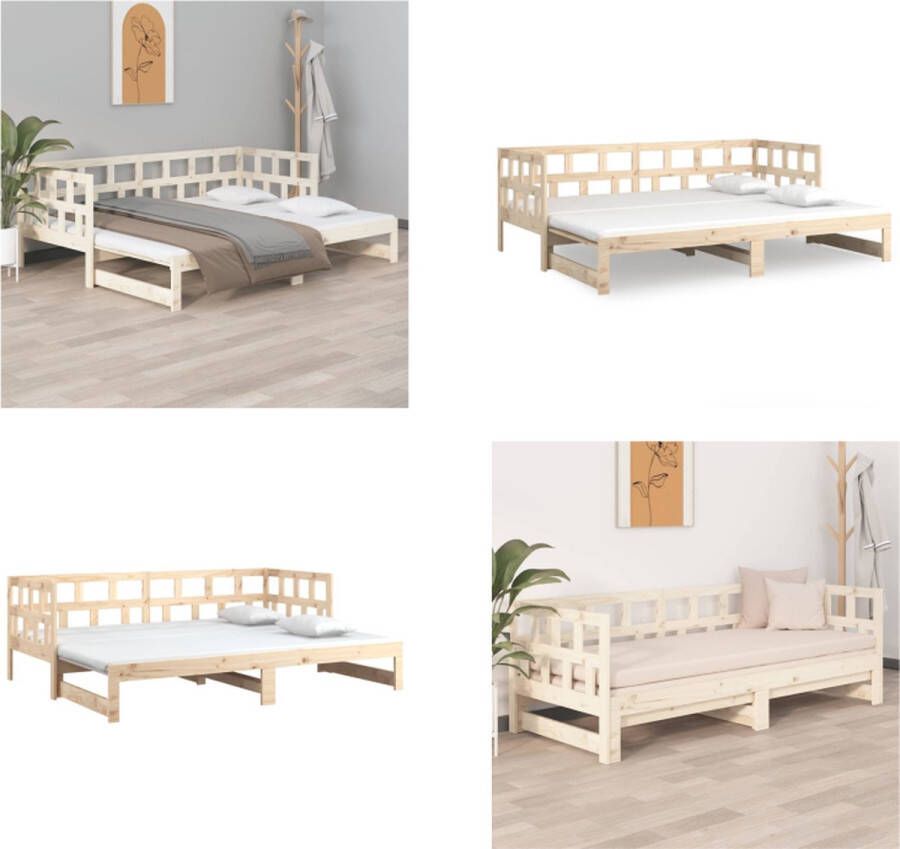 VidaXL Slaapbank uitschuifbaar massief grenenhout 2x(90x190) cm Slaapbank Slaapbanken Bedbank Bed Bank Slaap Bank