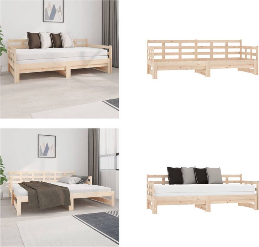 VidaXL Slaapbank uitschuifbaar massief grenenhout 2x(90x190) cm Uitschuifbare Slaapbank Uitschuifbare Slaapbanken Bedbank Bed - Foto 2