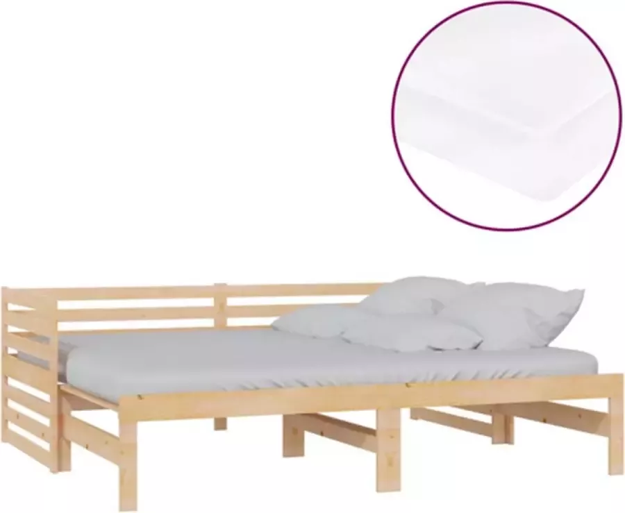 Vida XL Slaapbank uitschuifbaar massief grenenhout 2x(90x200) cm SKU: V3083669 - Foto 3