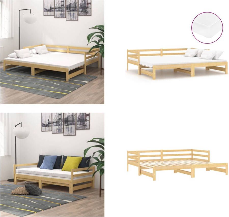 VidaXL Slaapbank uitschuifbaar massief grenenhout 2x(90x200) cm Bedbank Bedbanken Bed Bank Bed Banken