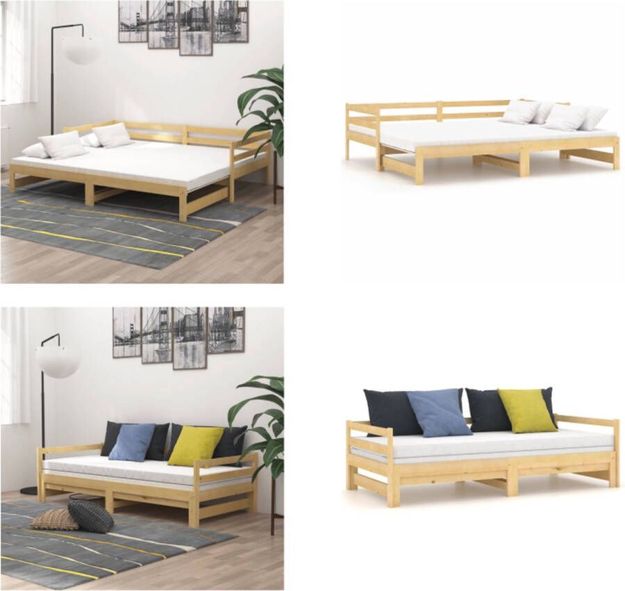 VidaXL Slaapbank uitschuifbaar massief grenenhout 2x(90x200) cm Bedbank Bedbanken Bed Bank Bed Banken