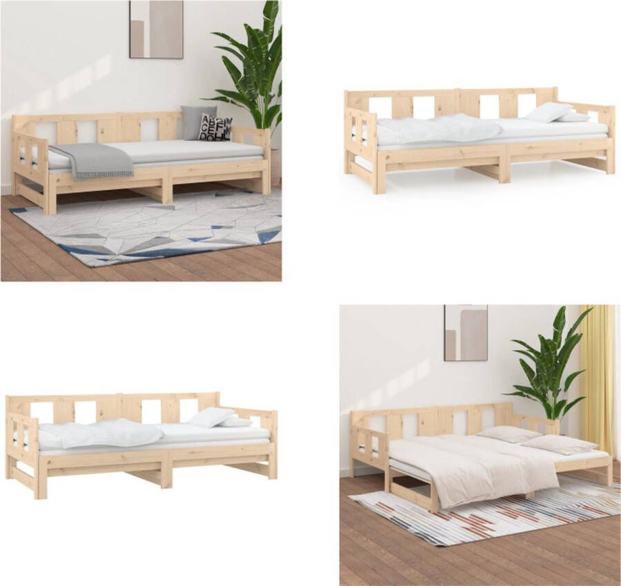 VidaXL Slaapbank uitschuifbaar massief grenenhout 2x(90x200) cm Uitschuifbare Slaapbank Uitschuifbare Slaapbanken Bedbank Bed