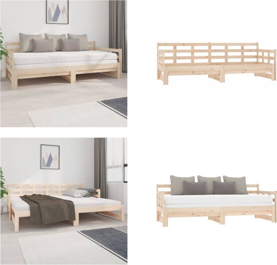 VidaXL Slaapbank uitschuifbaar massief grenenhout 2x(90x200) cm Uitschuifbare Slaapbank Uitschuifbare Slaapbanken Bedbank Bed