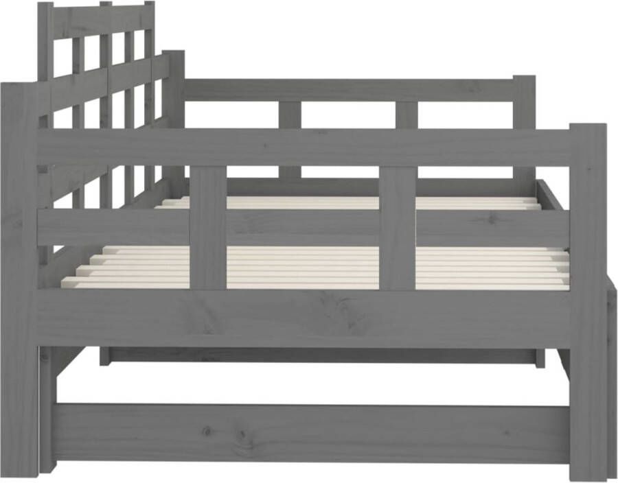 VidaXL -Slaapbank-uitschuifbaar-massief-grenenhout-grijs-2x(90x190)-cm - Foto 4