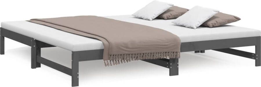 Vida XL Slaapbank uitschuifbaar massief grenenhout grijs 2x(90x200) cm SKU: V3083671 - Foto 8