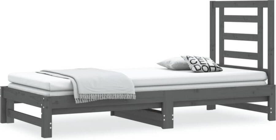 Vida XL Slaapbank uitschuifbaar massief grenenhout grijs 2x(90x200) cm SKU: V3083671 - Foto 3
