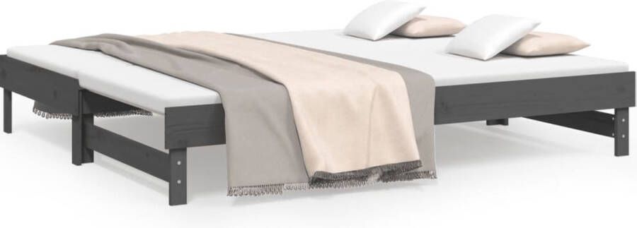 Vida XL Slaapbank uitschuifbaar massief grenenhout grijs 2x(90x200) cm SKU: V3083671 - Foto 7