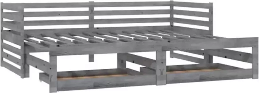 VidaXL -Slaapbank-uitschuifbaar-massief-grenenhout-grijs-2x(90x200)-cm - Foto 2