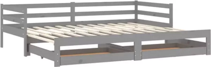 VidaXL Slaapbank uitschuifbaar massief grenenhout grijs 2x(90x200) cm - Foto 2
