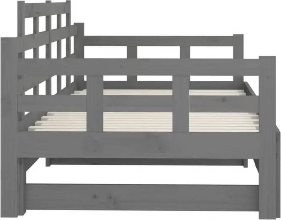 VidaXL -Slaapbank-uitschuifbaar-massief-grenenhout-grijs-2x(90x200)-cm - Foto 3