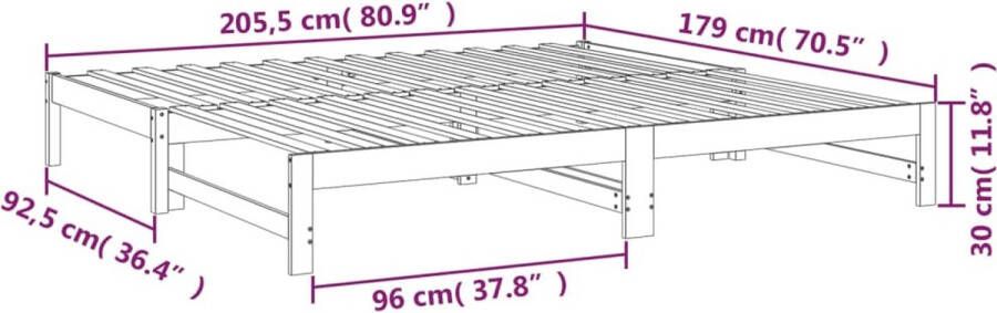 VidaXL -Slaapbank-uitschuifbaar-massief-grenenhout-grijs-2x(90x200)-cm - Foto 8