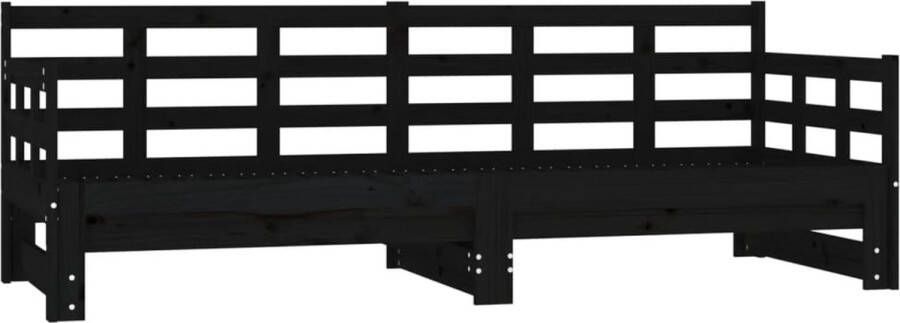 VidaXL -Slaapbank-uitschuifbaar-massief-grenenhout-zwart-2x(90x190)-cm - Foto 9