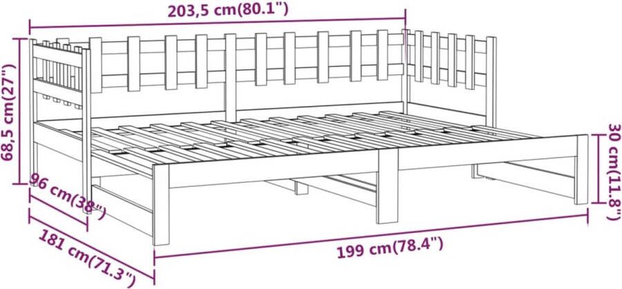 VidaXL -Slaapbank-uitschuifbaar-massief-grenenhout-zwart-2x(90x200)-cm - Foto 14