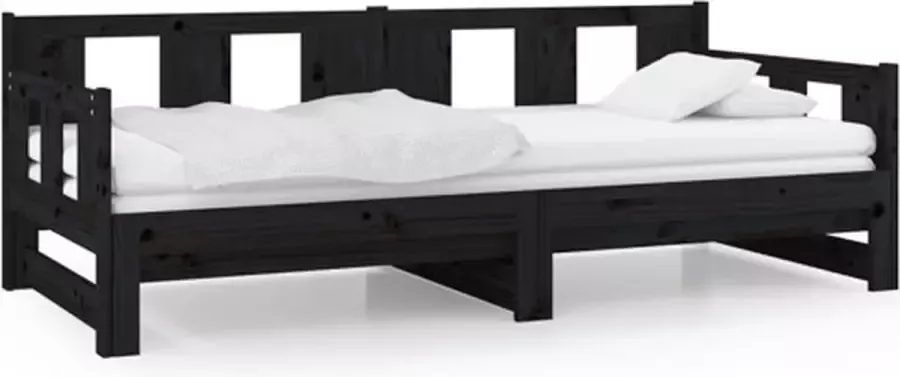 VidaXL -Slaapbank-uitschuifbaar-massief-grenenhout-zwart-2x(90x200)-cm - Foto 12