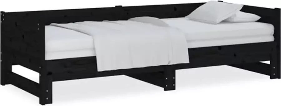 VidaXL -Slaapbank-uitschuifbaar-massief-grenenhout-zwart-2x(90x200)-cm - Foto 4