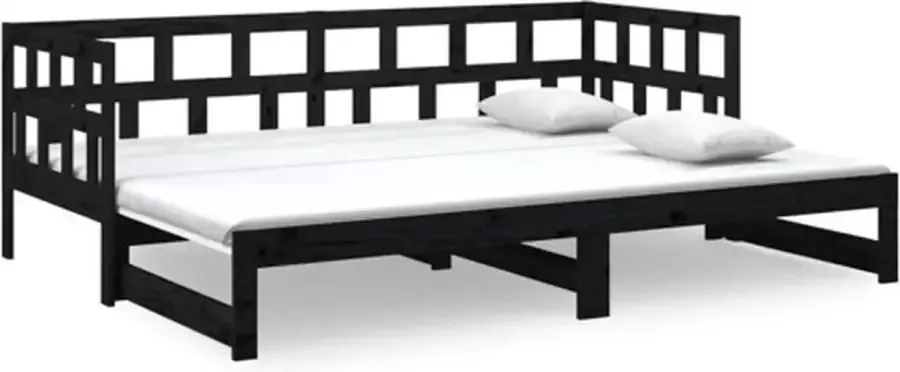VidaXL -Slaapbank-uitschuifbaar-massief-grenenhout-zwart-2x(90x200)-cm - Foto 13