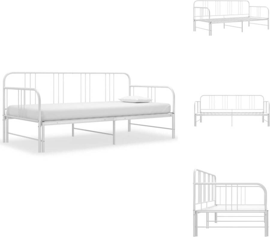 VidaXL Slaapbank wit 206 x 185 x 88 cm met zijplank stevige metalen constructie matrassen niet inbegrepen Bed