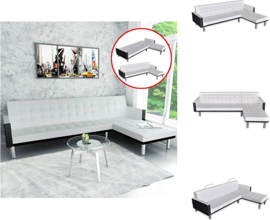 VidaXL Slaapbank wit 218 x 155 cm massief populierenhouten frame kunstleer Bank