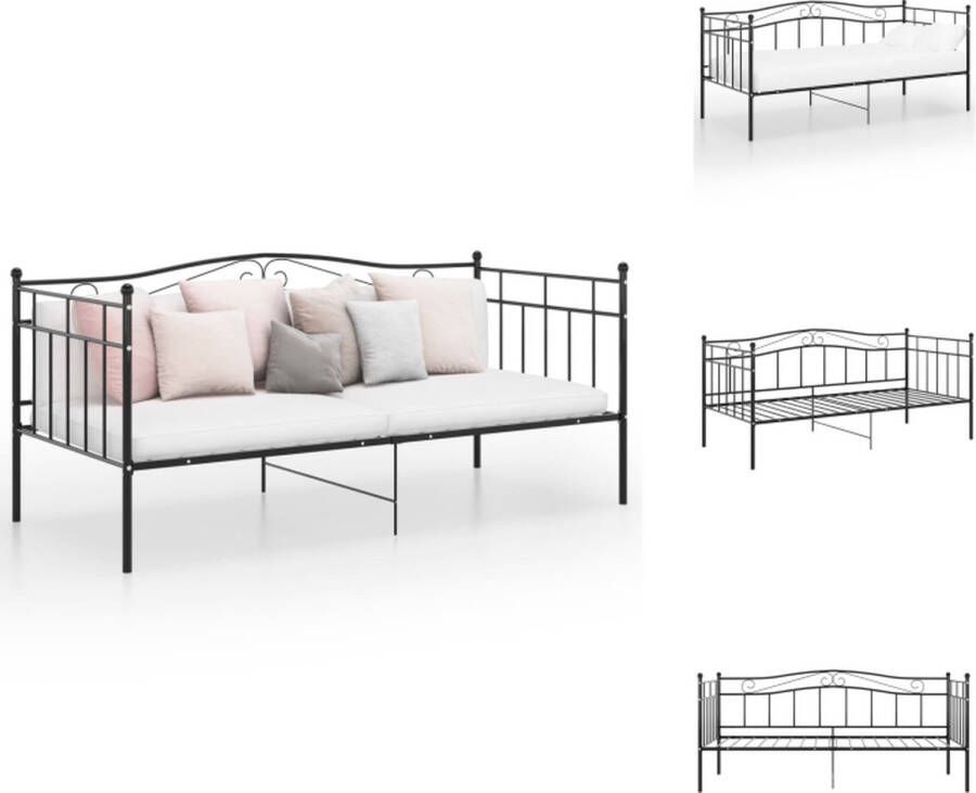 vidaXL Slaapbank Zwart 206.5 x 95 x 89.5 cm Duurzaam metalen frame Bed