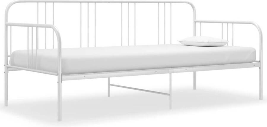 VidaXL Witte Metalen Slaapbankframe 90x200 cm Slaapbank Bedbank Modern Design Wit Meubilair Stapelbaar Bed Compact Bed Kleine Ruimte Oplossing Guest Bed Tijdelijk Bed - Foto 3