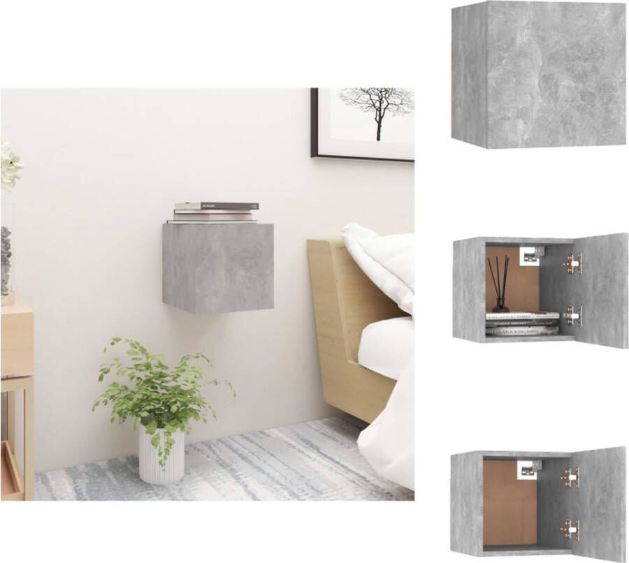 VidaXL Nachtkastje Nachtkastjes Houten Nachtkastje Houten Nachtkastjes Nachtkastje 30 5x30x30 cm spaanplaat betongrijs - Foto 2