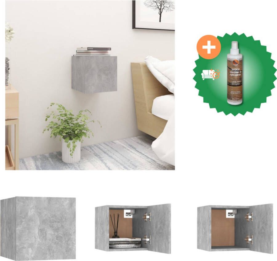 VidaXL Slaapkaastje Betongrijs 30.5 x 30 x 30 cm Wandmontage Openende deur links of rechts Kast Inclusief Houtreiniger en verfrisser