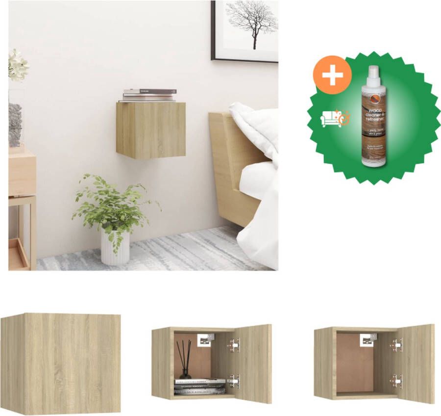 VidaXL Nachtkastje 30-5x30x30 cm spaanplaat sonoma eikenkleurig Kast Inclusief Houtreiniger en verfrisser