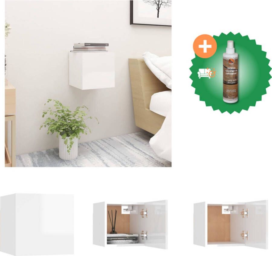 VidaXL Slaapkaastje Wandmontage 30.5 x 30 x 30 cm Hoogglans wit Kast Inclusief Houtreiniger en verfrisser