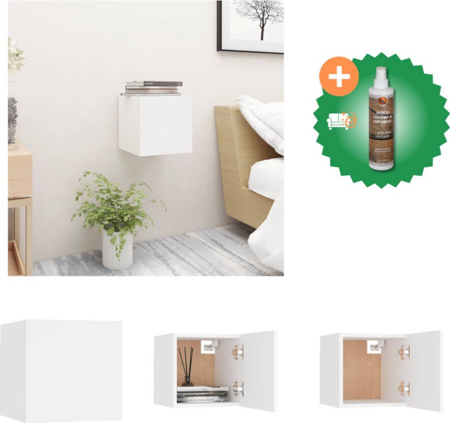 VidaXL Slaapkaastje Wit 30.5 x 30 x 30 cm Wandmontage Tijdschriftvak Linkse Rechtse Deur Kast Inclusief Houtreiniger en verfrisser