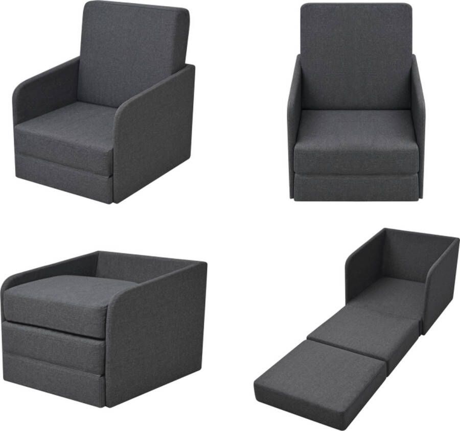 VidaXL Slaapstoel uitklapbaar stof donkergrijs Uitklapbare Slaapstoel Uitklapbare Slaapstoelen Slaapfauteuil Slaapfauteuils