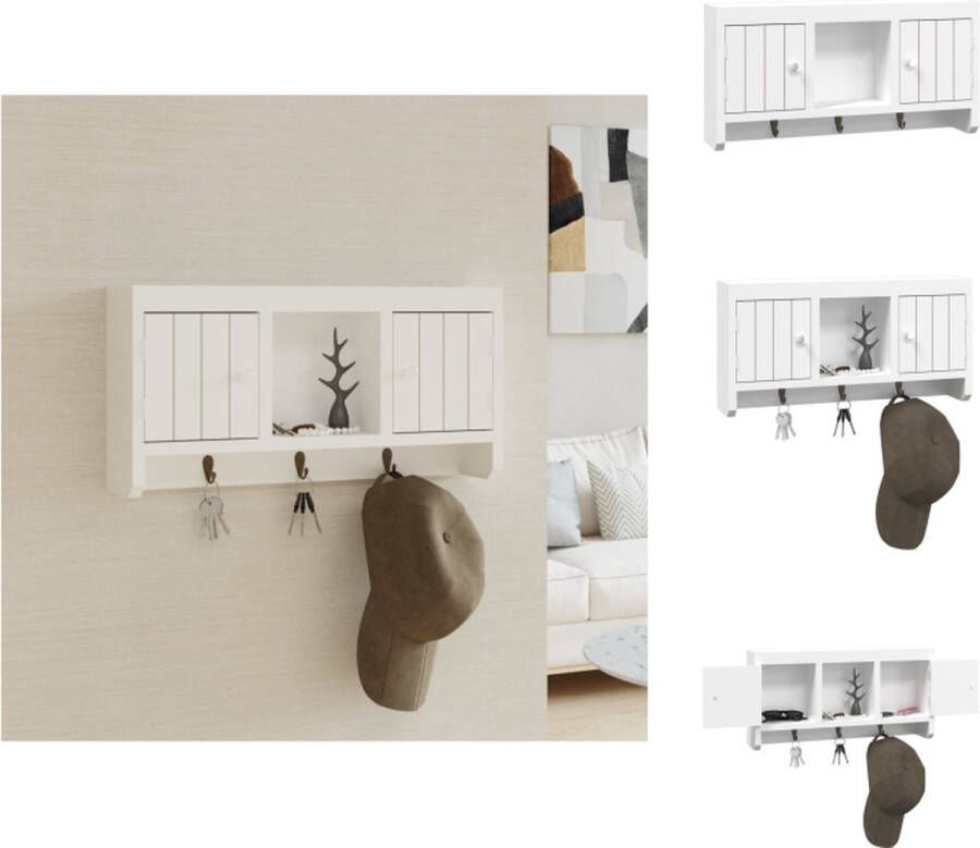 VidaXL -Sleutelkastje-40x8 5x20-cm-bewerkt-hout-en-staal-wit - Foto 3