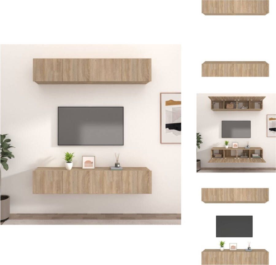VidaXL Sonoma Eiken TV-Meubelen Set van 4 80x30x30cm Wandgemonteerd Met praktische deuren Hoogwaardig bewerkt hout Kast - Foto 2
