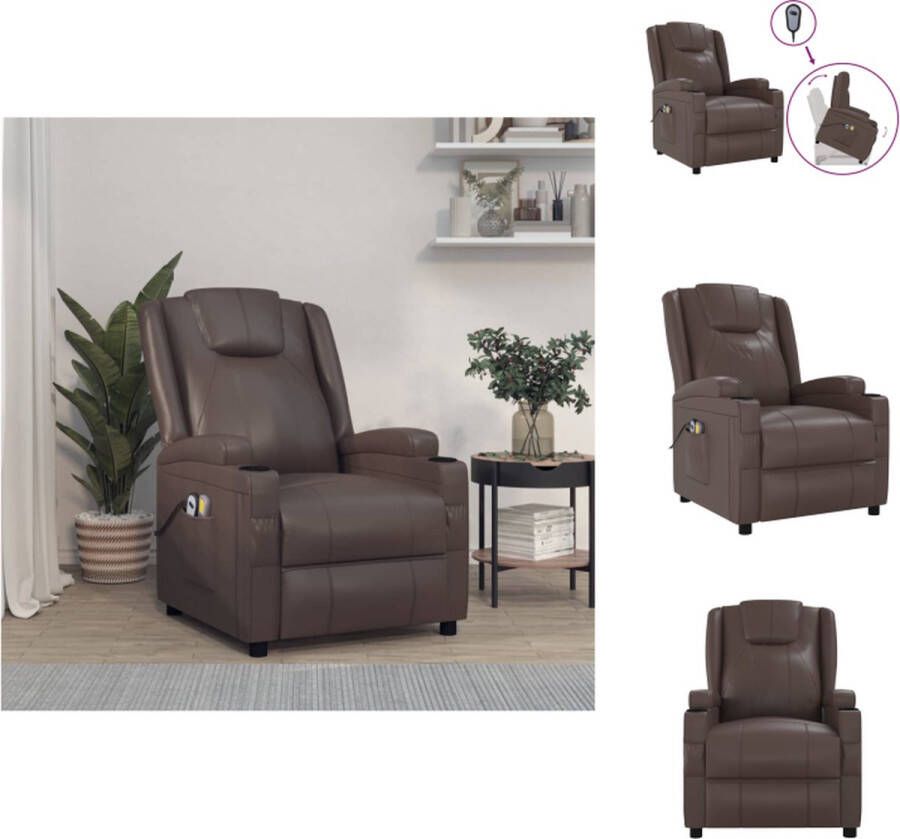 VidaXL Sta-op Massagestoel Bruin 75 x 88 x 100 cm Verstelbaar Massagefunctie Fauteuil
