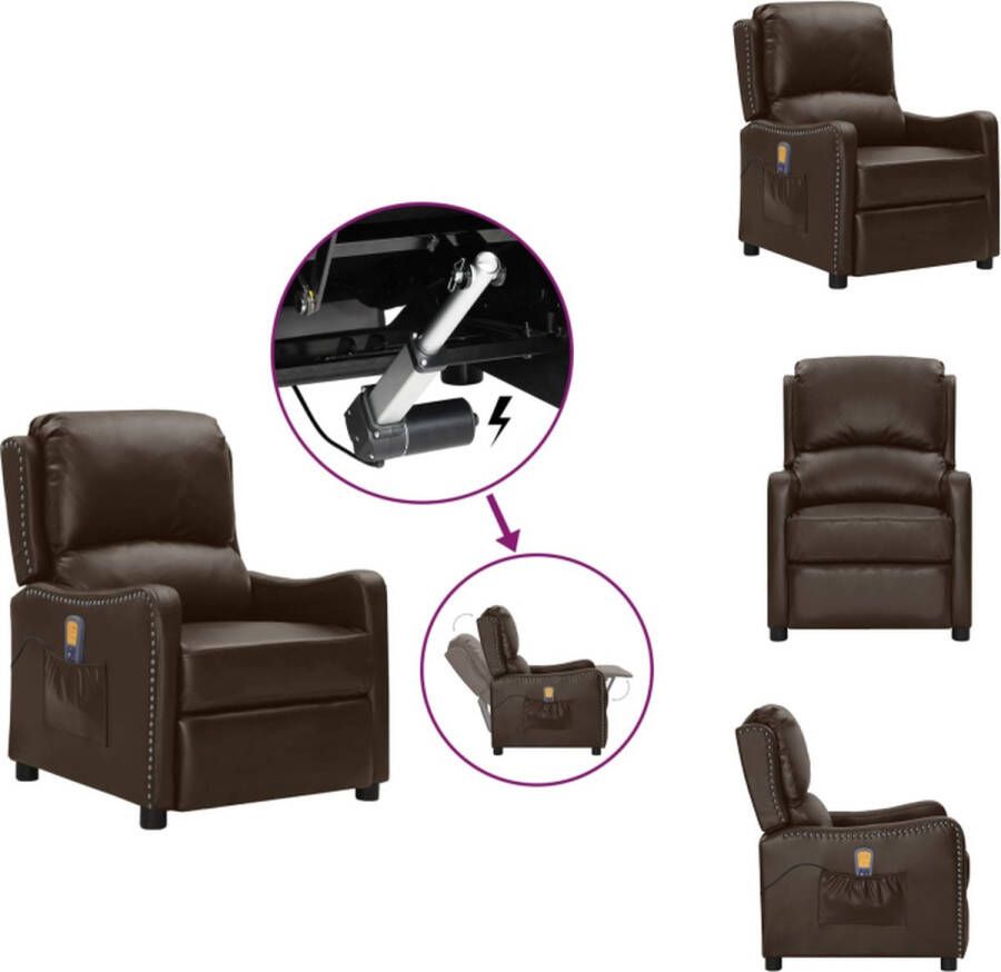 VidaXL Sta-op Massagestoel Bruin Verstelbaar Heffunctie 6-punts trillingsmassage Fauteuil