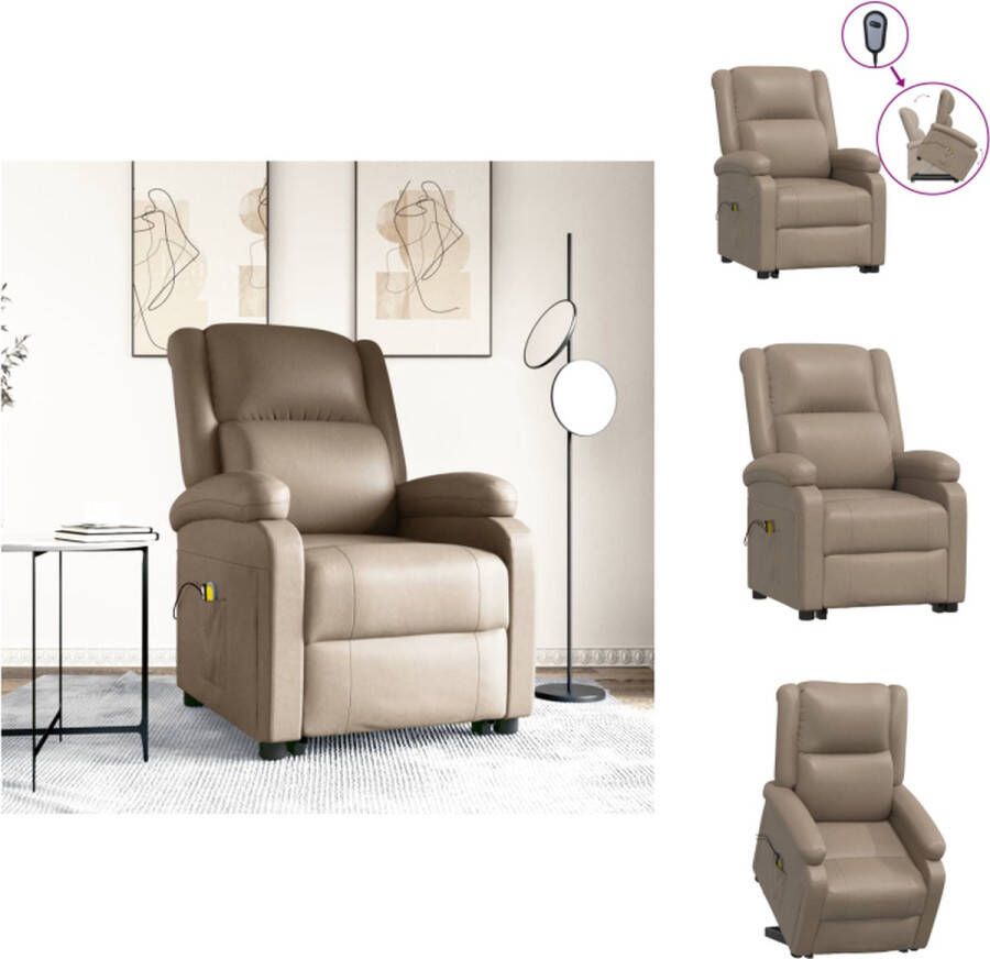 VidaXL Sta-op-massagestoel Cappuccino Verstelbaar Heffunctie Massagefunctie Comfortabele zitervaring Fauteuil