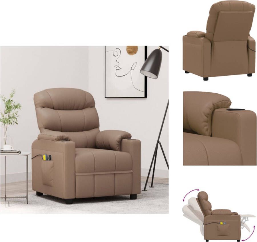 VidaXL Sta-op-massagestoel Cappuccino Verstelbaar ontwerp Heffunctie Massagefunctie Comfortabele zitervaring Stevig en stabiel frame (75.5x92x105 cm) Fauteuil