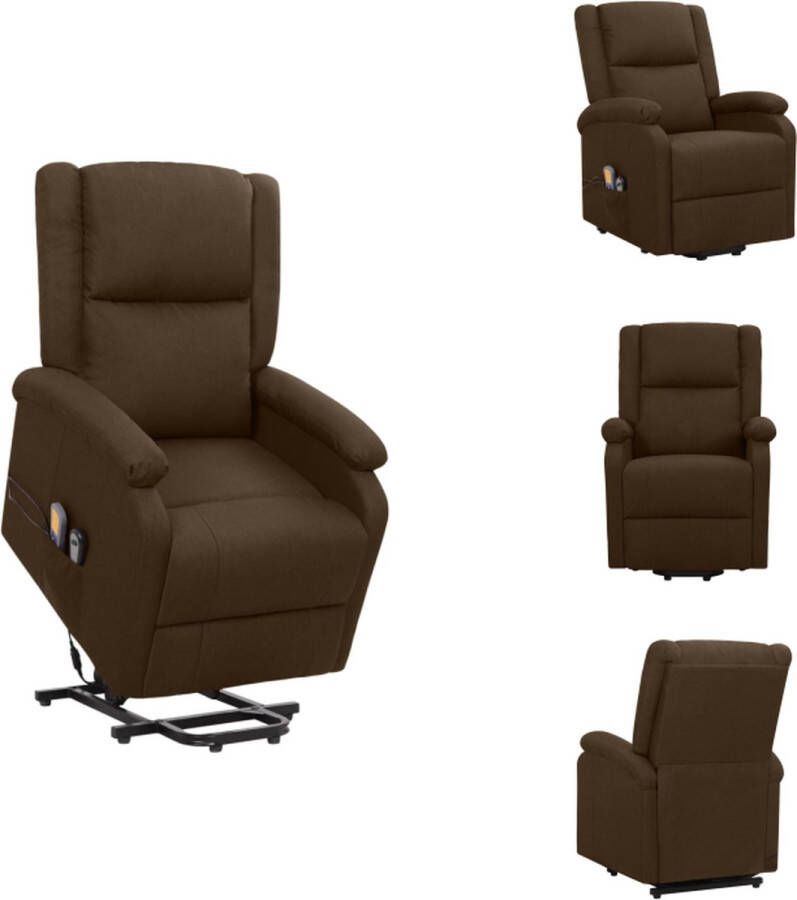 VidaXL Sta-op Massagestoel Donkerbruin Verstelbaar Heffunctie Massagefunctie Comfortabel Stevig 70x89x103.5 cm Fauteuil