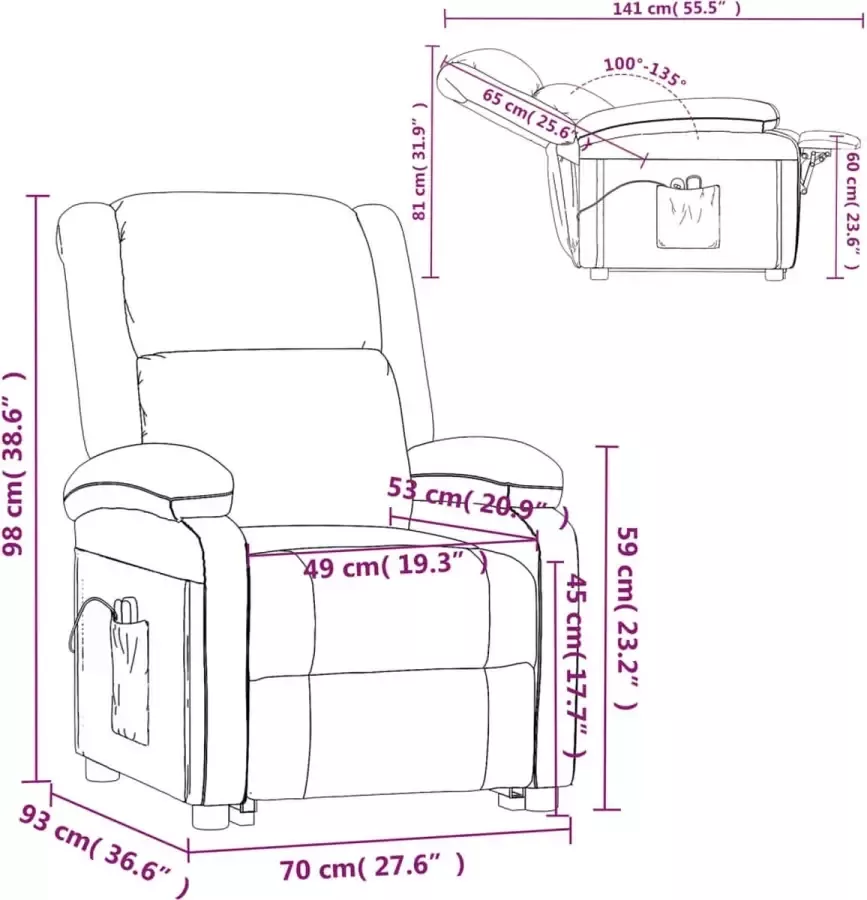 VidaXL Sta-op-massagestoel elektrisch kunstleer bruin - Foto 4
