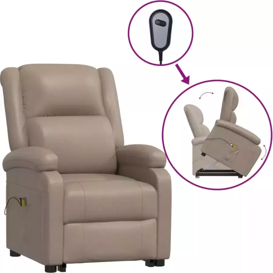 VidaXL Sta-op-massagestoel elektrisch kunstleer cappuccinokleurig