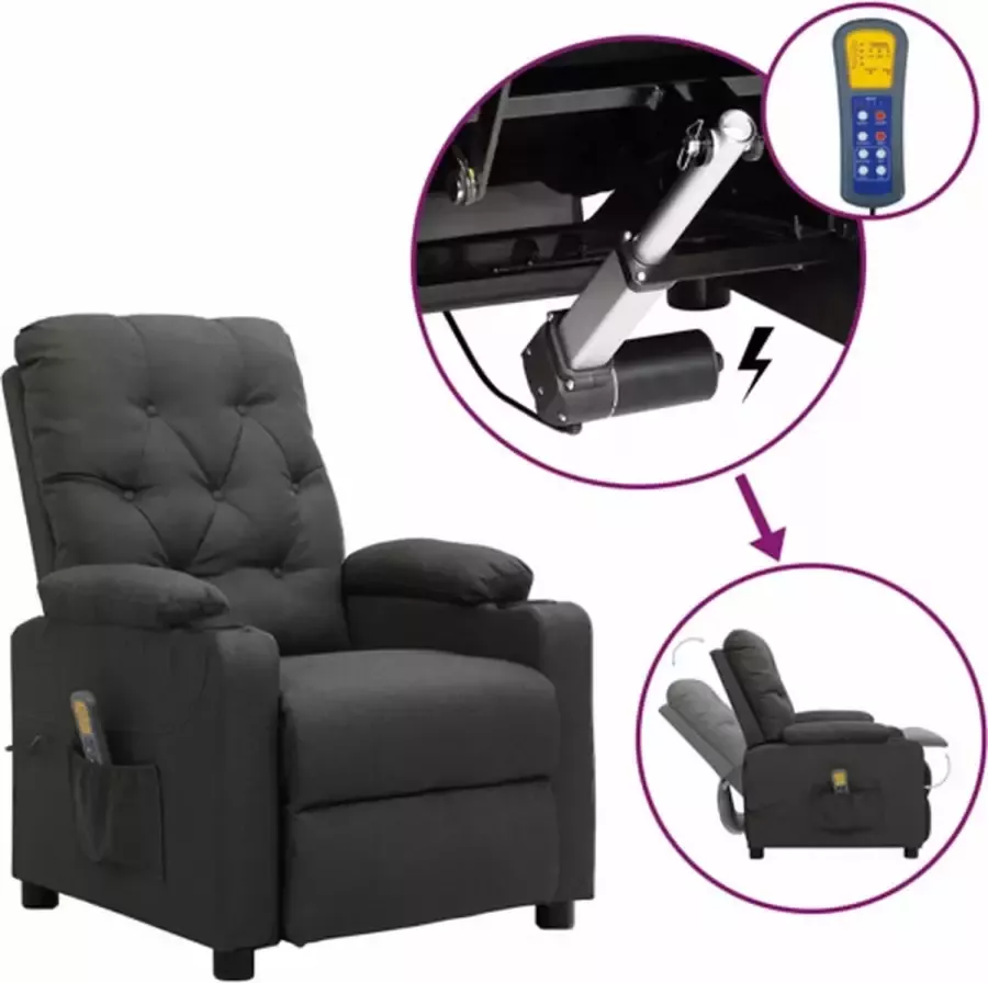 VidaXL Sta-op-massagestoel elektrisch verstelbaar stof donkergrijs - Foto 2