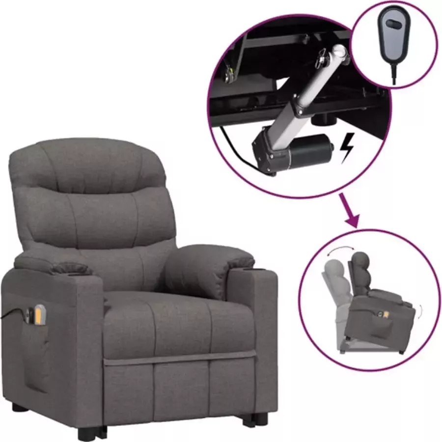 VidaXL Sta-op-massagestoel elektrisch verstelbaar stof donkergrijs - Foto 2