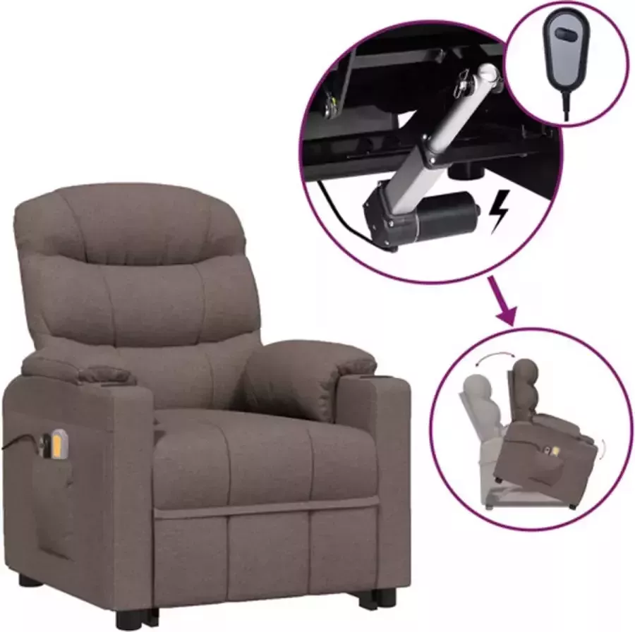 VidaXL Sta-op-massagestoel elektrisch verstelbaar stof taupe - Foto 3